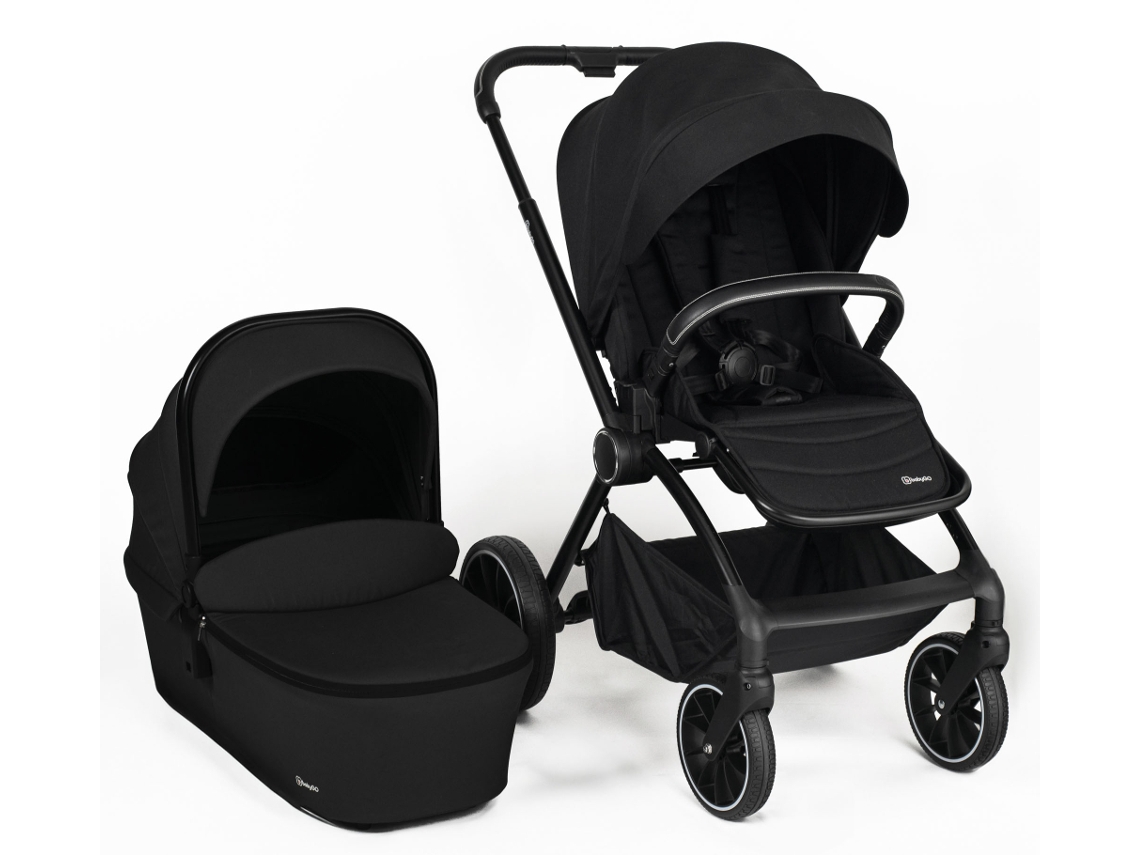 Carrito De Bebé Con Capazo 2 En 1 Babygo Harmony Black