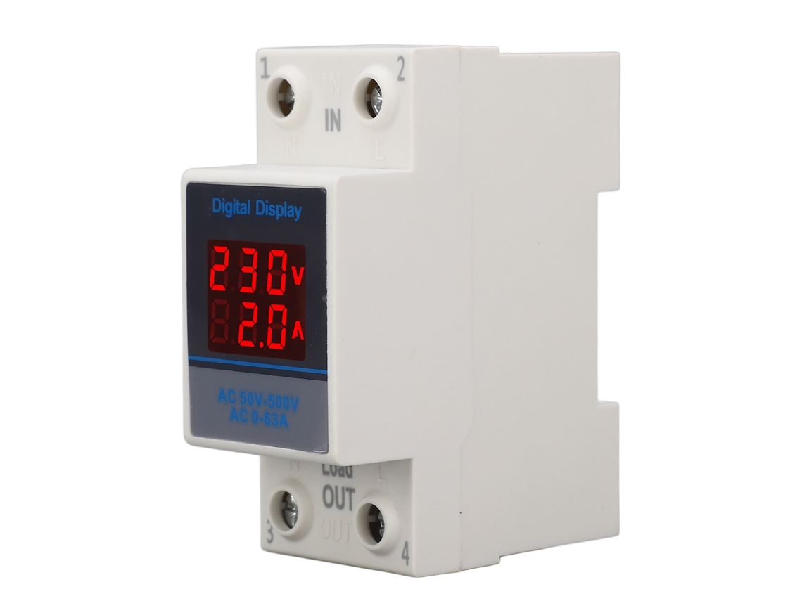 Medidor Digital De Voltaje Y Corriente Con Doble Pantalla Para Riel Din, Ac50-500v, 0-63a, Sdm002