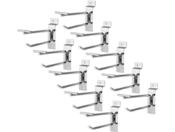Juego de 10 ganchos de pared de hierro plateado para paneles de listones, alta capacidad de carga, almacenamiento y SFUSHOS