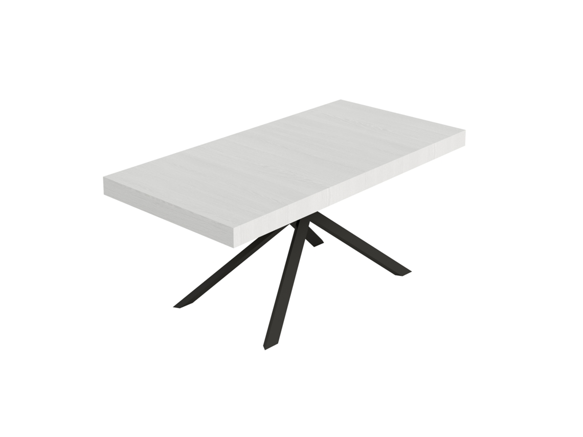 Mesa extensible Niket 200/304x90 cm Fresno blanco Patas antracita Itamoby
