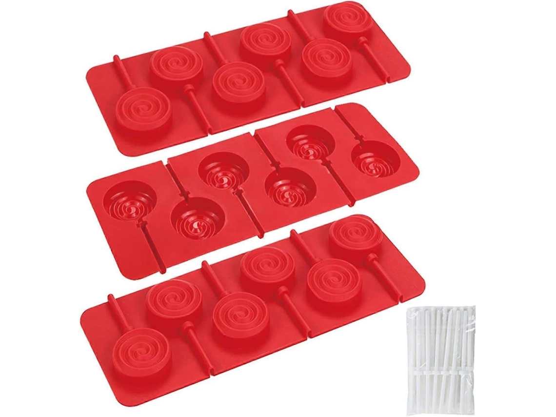 Molde De Silicona Para Piruletas, Paquete De 3, Chocolate, 6 Unidades, Para Hornear, 18 Palitos, 12 Palitos Para Pastel