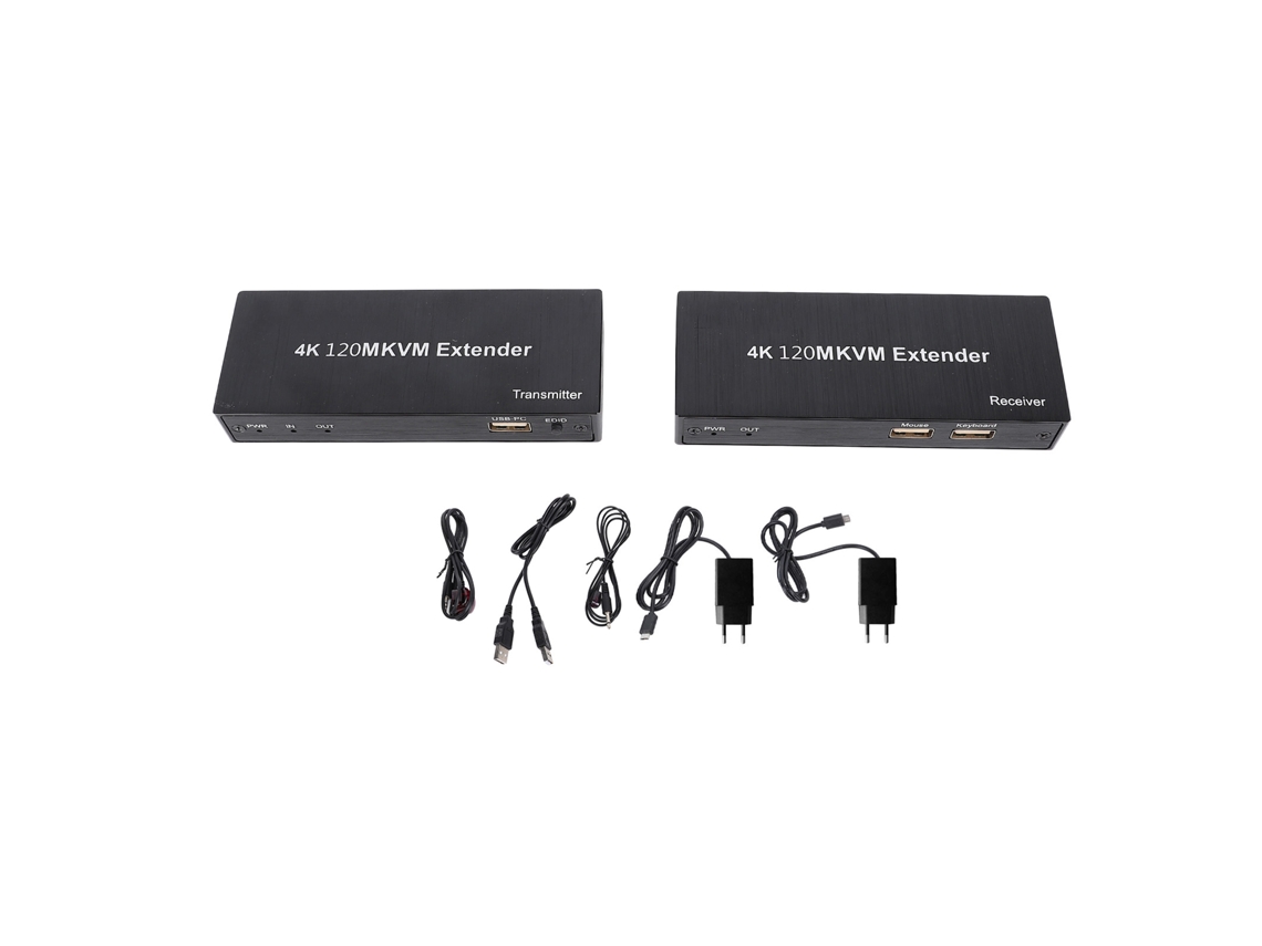 Extensor Kvm Usb Con Interfaz Multimedia Hd Que Transmite Vídeo 4k A Través De Cable Cat5e/6/7, Control De Ratón Y Teclado, Enchufe Europeo, 120 M