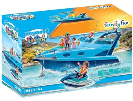 PLAYMOBIL Family Fun: Yate con moto de agua (Edad Minima: 4 años - 74 piezas)