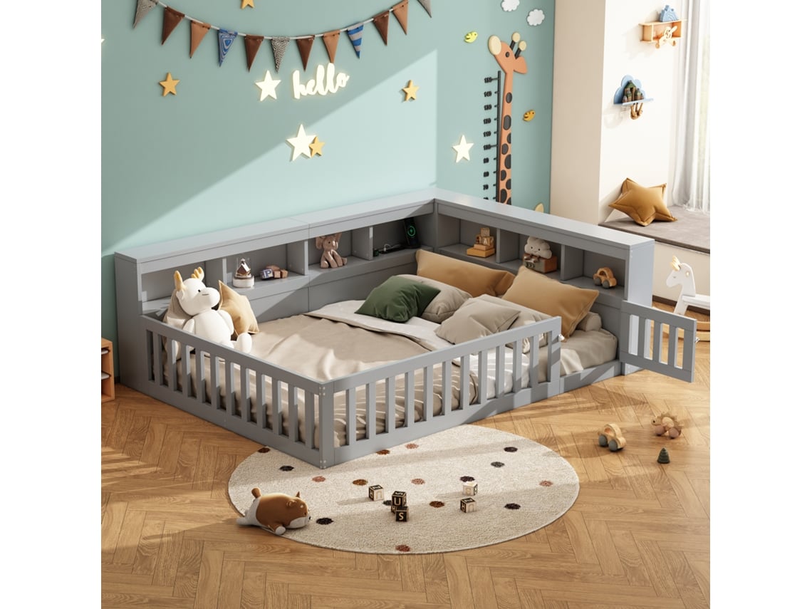 Sofá Cama Gris De 140x190 Cm Con Espacio De Almacenamiento Lateral, Puerto Usb, Somier De Láminas, Colchón No Incluido.