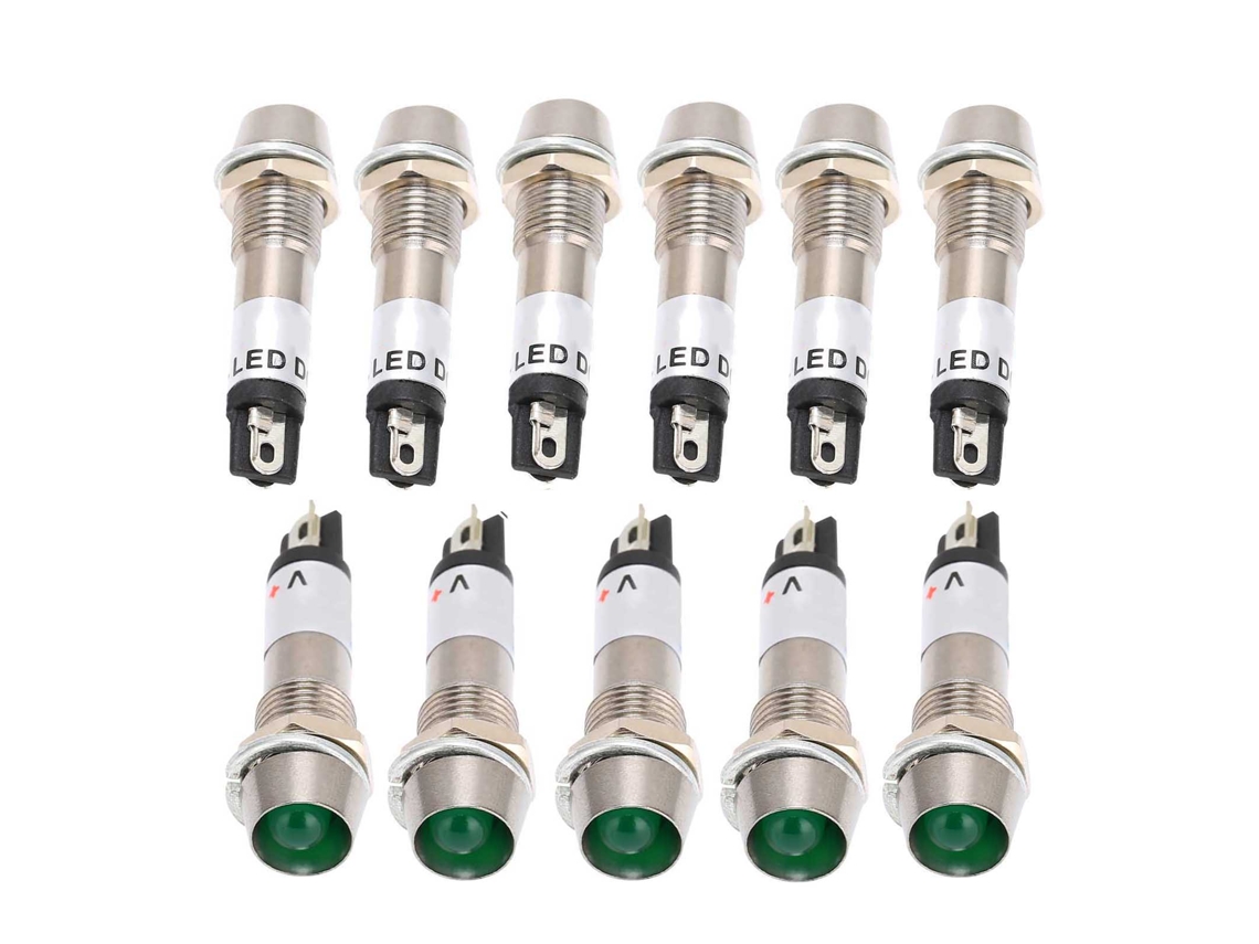 Luz indicadora 10 AC 220V 8mm Señal eléctrica