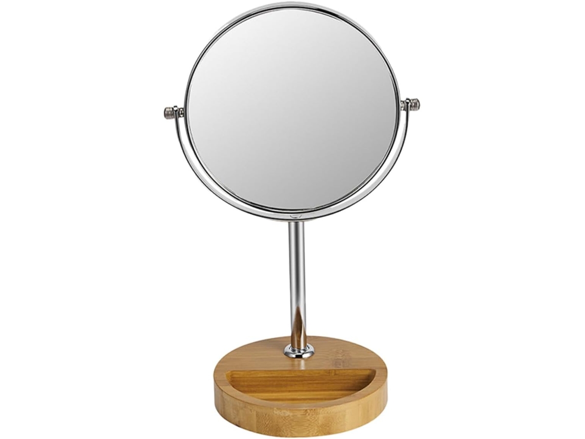 Espejo de maquillaje giratorio de sobremesa con base estable, elegante espejo de sobremesa para dormitorio y peluquería masculina. Gokoco