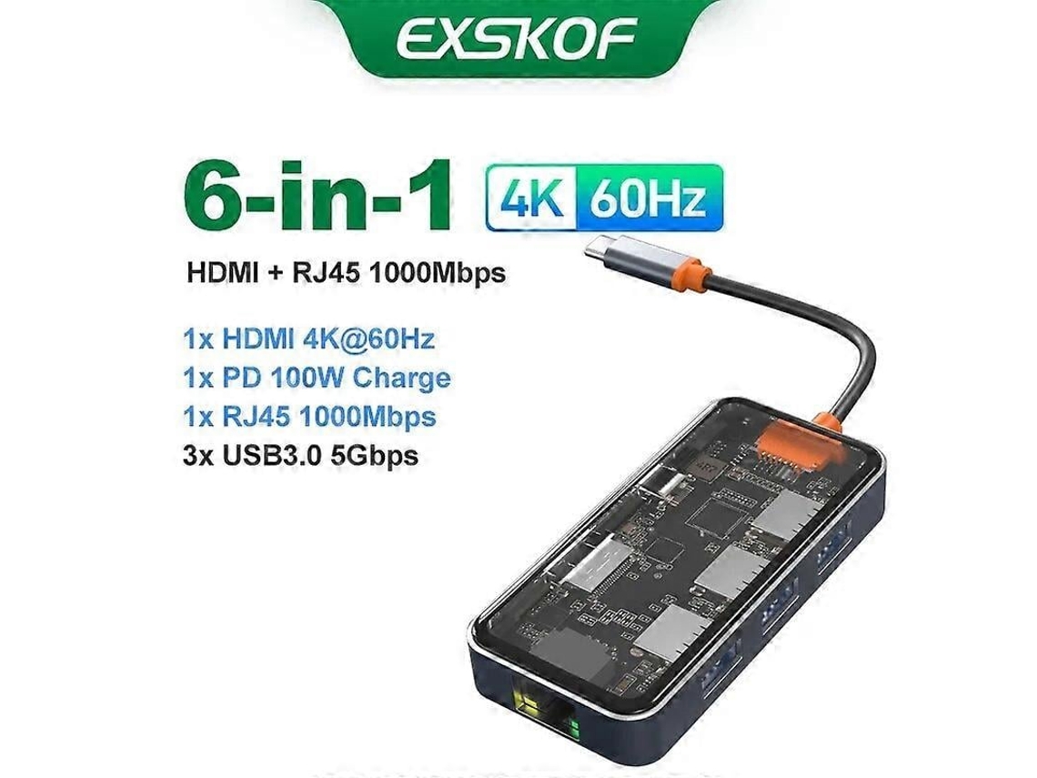 Adaptador concentrador USB-C 4K 60Hz a HDMI 2.0 RJ45 PD 100W Macbook iPad Pro Air M2 M1 Samsung PC 3.0 Expansion Docking Chaberlu