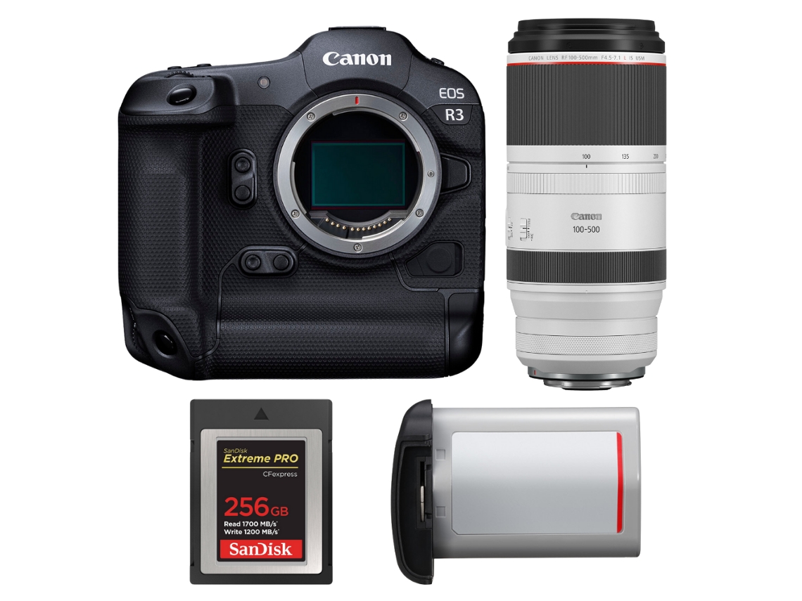 Canon Eos R3 + Rf 100-500mm F/4.5-7.1 L Is Usm + 1 Sandisk 256gb Extreme Pro Cfexpress Type B + Canon Lp-e19 + Ebook Pricedirect