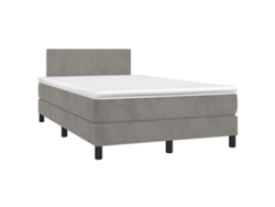 Cama Box Spring Colchón Y Led Terciopelo Gris Claro 120x190 Cm