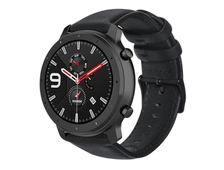 Correa de reloj inteligente para Amazfit GTR 47 mm / Pace / Stratos Correa de cuero genuino con cera de aceite (negro)