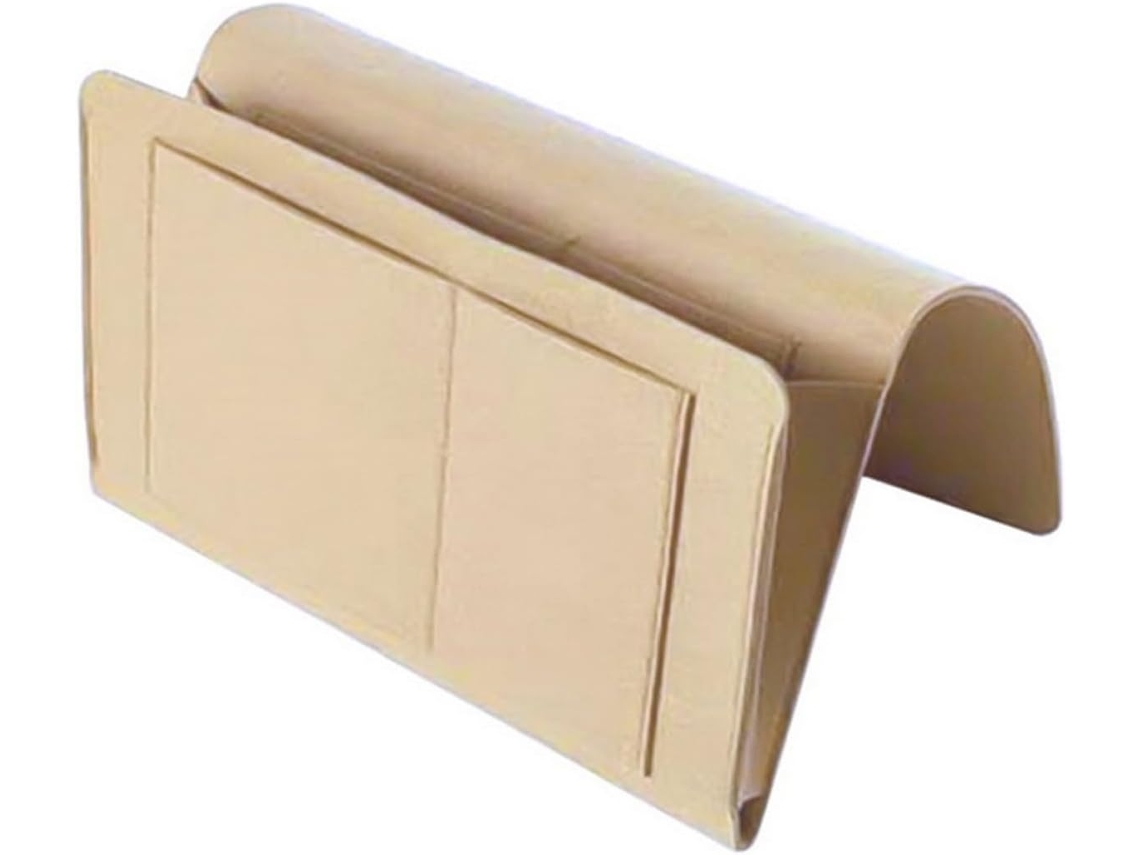 Bolsa Colgante Fieltro Beige Mesita Noche Organizador Multifuncional Múltiples Bolsillos Ligero Fácil
