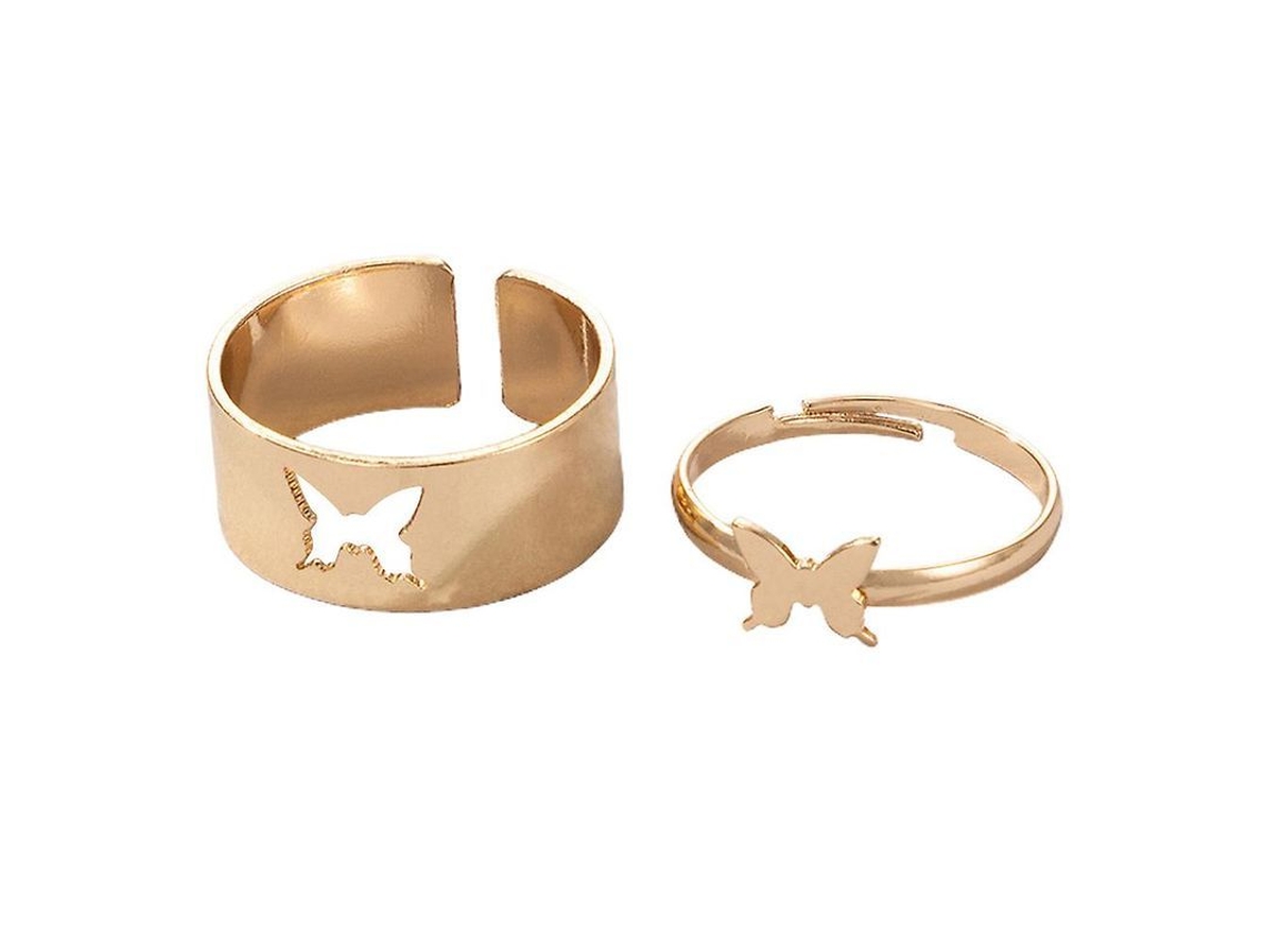 2026 2 Anillos Mariposa Apertura Anillo de Aleación Par de Anillos Joyería Regalo para Mujeres Hombres