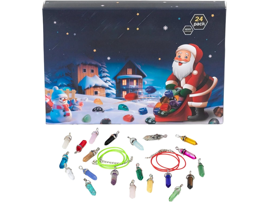 Calendario de Adviento de 24 días con colgante de piedra para decoración navideña (2025), ideal para adolescentes.