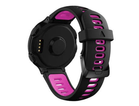 Correa de Silicona hebilla negra con barra de resorte 22mm para Garmin Forerunner 235/230/620/630/220/735/735XT - negro/rosa