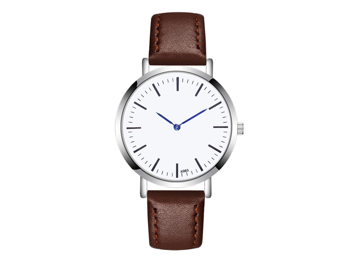 Reloj Deportivo Empresarial Para Hombres Con Correa De Cuero, Estilo Elegante Café Oscuro