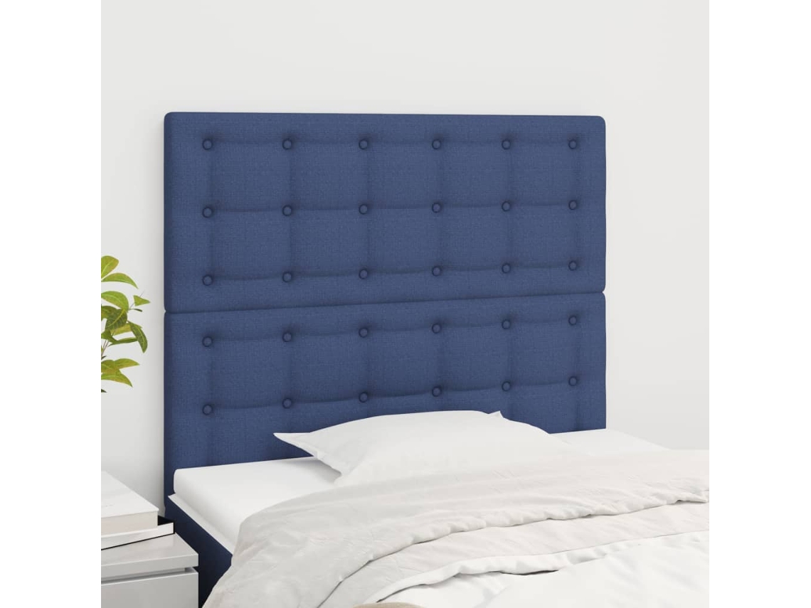 Cabeceros 2 Unidades De Tela Azul 100x5x78/88 Cm