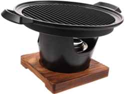Gril Portátil Sans Fumée Avec Plaque De Cuisson Antiadhésive Et Planche En Naturelle Pour Rôtir ...