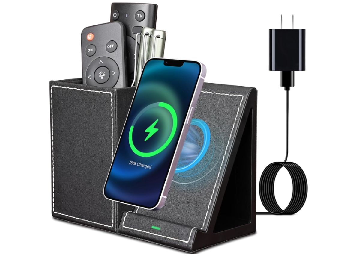 Estación De Carga Inalámbrica Para Apple Yemaesre Piel Sintética Negro