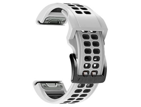 Correa para Garmin Fenix 7, 22 mm, doble fila de agujeros, correa de reloj de silicona de dos colores, blanco y negro VENISYMLIS