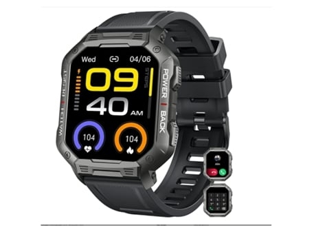 Smart Watch Fitness Tracker: Bluetooth Responder/Hacer Llamada Reloj Inteligente Táctico Militar Impermeable para Teléfonos Android Iphone -Negro A...