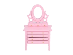 Dan26-mesa De Maquillaje Miniatura De Madera Para Casita De Muñecas 1:12 Con Espejo Rosa Alta Simulación