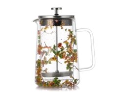 Cafetera de émbolo Eifson, 21 oz, con filtro de acero inoxidable y capa intermedia de flores secas (dorada)