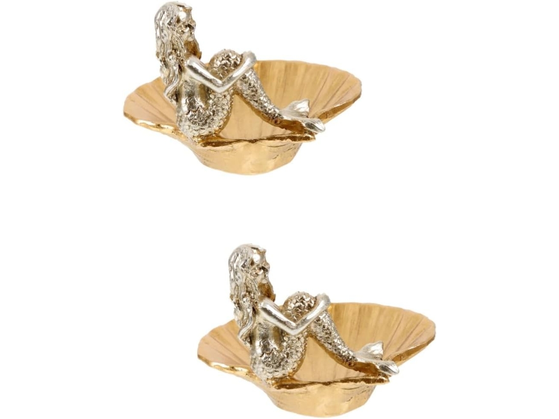 Bandeja decorativa con forma de concha de sirena, práctica y elegante para guardar joyas en el comedor. SFUSHOS (2 piezas)