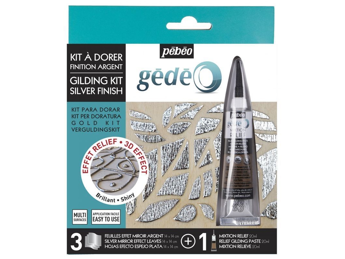 Kit de dorado - 3 láminas de espejo y mezcla de 20 ml - Acabado plateado