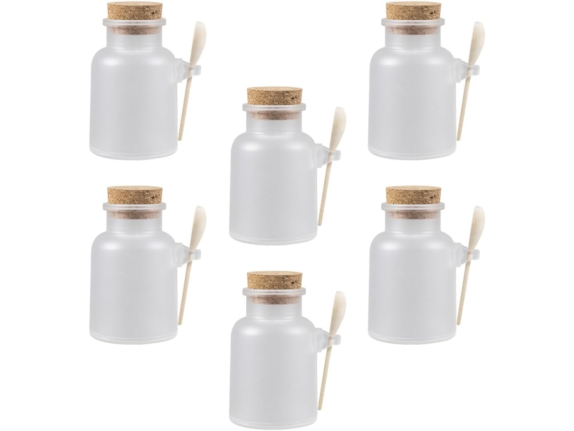 Juego De 6 Tarros De Plástico Blanco Recargables Para Polvo De Mascarilla De Ciieeo