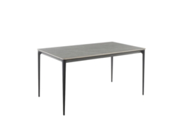 Mesa De Comedor 140 X 80 Cm Ruth Para Interior Y Exterior Con Tablero De Cerámica Sinterizada Efecto Piedra Y Estructura De Aluminio Negro - Mog Casa