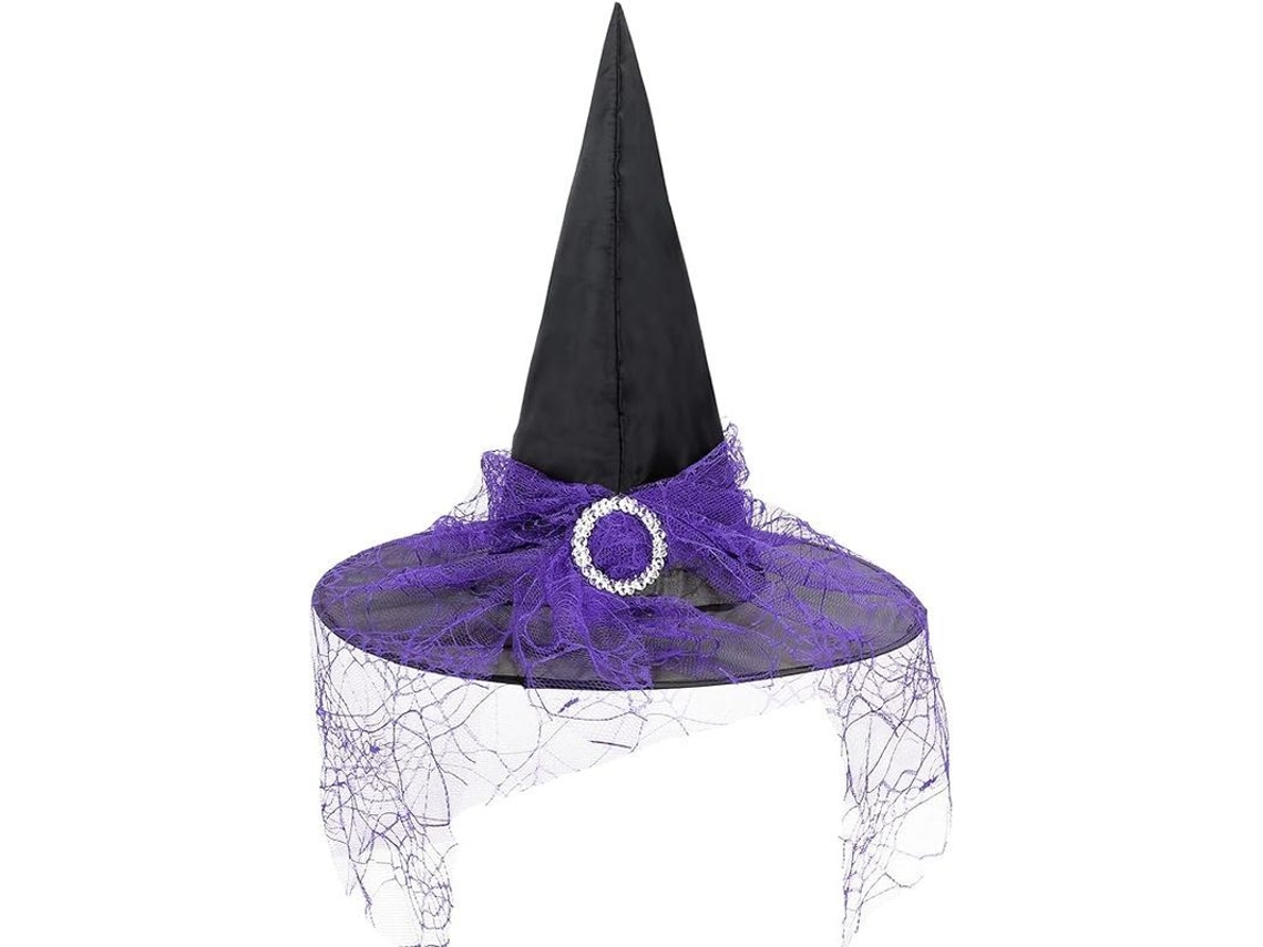 Sombrero De Bruja Para Mujer Para Halloween Con Cuello De Encaje - Accesorio De Disfraz Para Fiestas