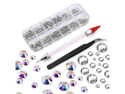2000 Cristales De Imitación De Diamantes De Imitación En Varios Tamaños Con Pinzas Y Soporte Para Bolígrafo