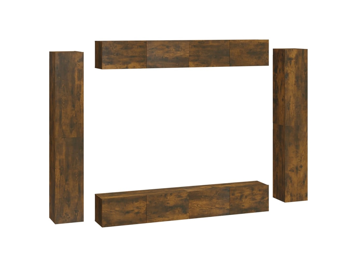 Maison Exclusive - Set De Muebles De Tv 8 Pzas Madera Contrachapada Roble Ahumado