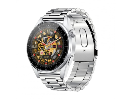 Smartwatch Hk3 Pro con Bluetooth Call Music Monitor Silver Steel Belt