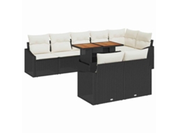 Maison Exclusive - Juego de sofás de jardín de 9 piezas en negro y crema con cojines