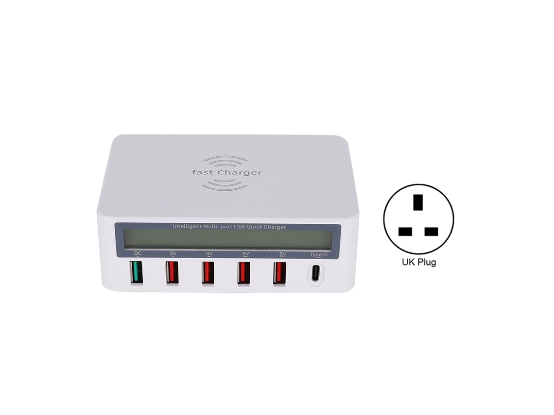 Cargador (carga Rápida, Carga Inalámbrica) 818 Adaptador Divisor De Múltiples Puertos Usb3.0 Para Teléfonos Móviles 100-240v Blanco