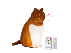 Lámpara de noche decorativa con forma de gato, con conexión USB y mando a distancia.