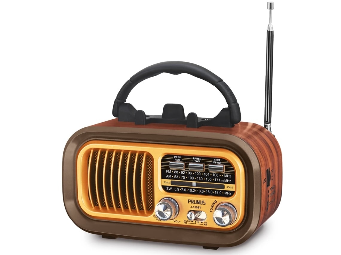 Radio portátil J 150 Radio pequeña retro AM/FM/SW Radio Bluetooth con transistor de batería Alimentada por baterías recargables o celdas D Yemaesre