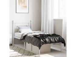 Estructura Cama Sin Colchón Con Cabecero Metal Blanco 80x200 Cm