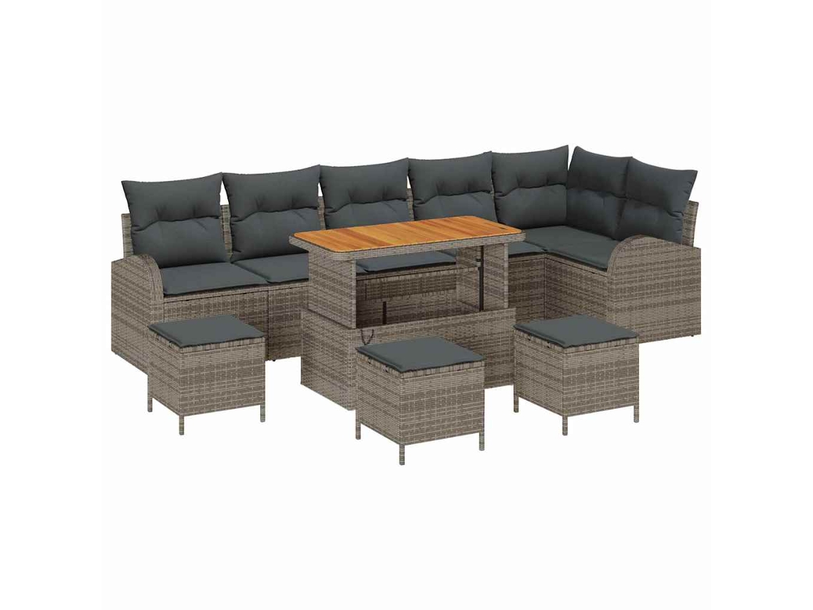 Maison Exclusive - Conjunto de sofás de jardín con cojines, 10 piezas, gris
