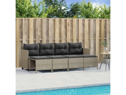 Conjunto de piezas. Sofás Jardim C/ Almofadões Vime Pe Cinzento Claro Dkd Home Decor