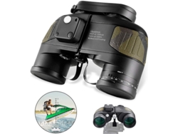 Binoculares marinos compactos de 10x50, larga distancia, prisma Bak4, IP68, antivaho, brújula, telémetro, caza de aves, verde militar, Bestvite