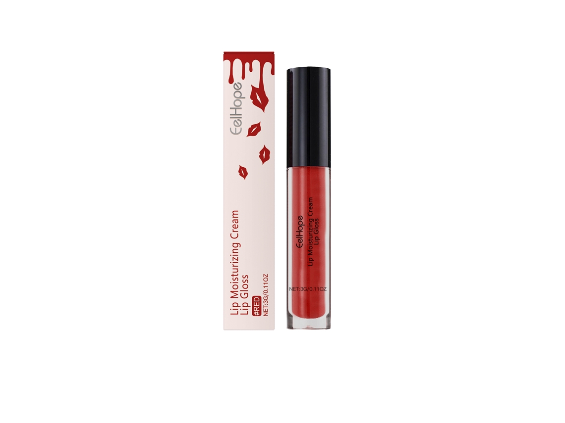 Brillo labial rojo hidratante y nutritivo
