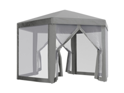 Cenador/carpa hexagonal para fiestas, estilo acogedor, metal y poliéster, gris.