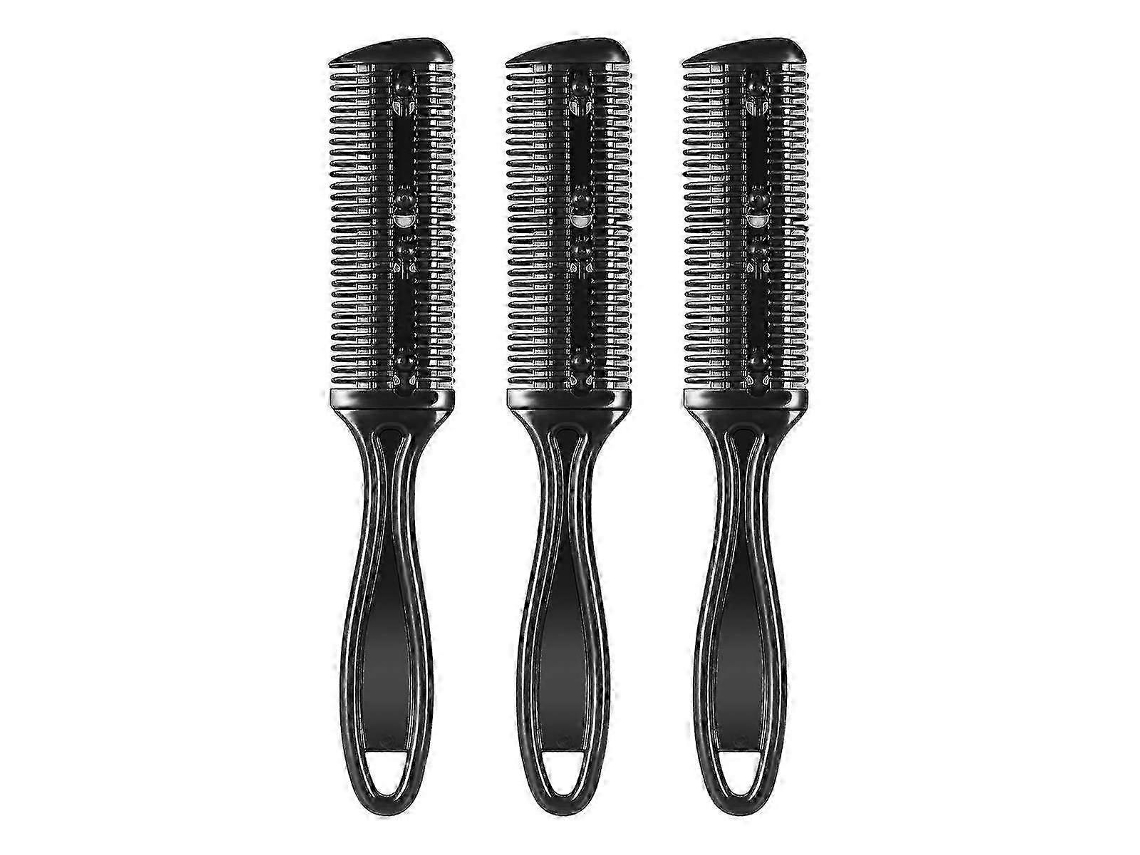 Peine cortapelos de doble cara con cuchilla de acero inoxidable, paquete de 3 (negro)