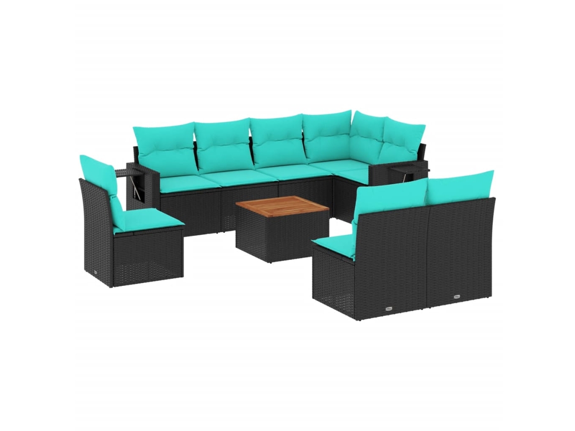 Maison Exclusive - Conjunto De Sofá De Jardín De 9 Piezas Con Cojines, De Poliratán Negro