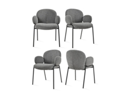 Sillas De Comedor Goeurvant 1235(pack De 4, Gris, Tela)