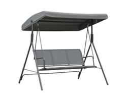 Columpio de 3 plazas, toldo ajustable, cojines, acero y poliéster, 170x110x153 cm, negro. ZENCORE SERVICES