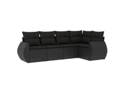 Conjunto 5 de muebles de jardín VIDAXL y cojines ratán sintético negro