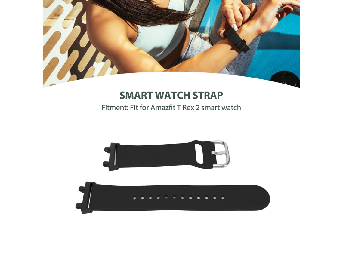 Correa De Silicona Ajustable Para El Reloj Inteligente Amazfit T Rex 2 - Negra